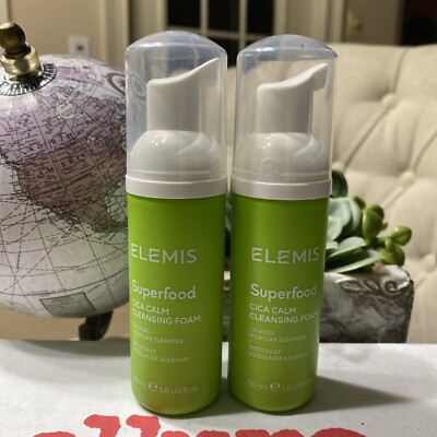 Elemis Superfood CICA Calm Cleansing Foam 50 ml 1.6 fl oz Travel Size NEW X2