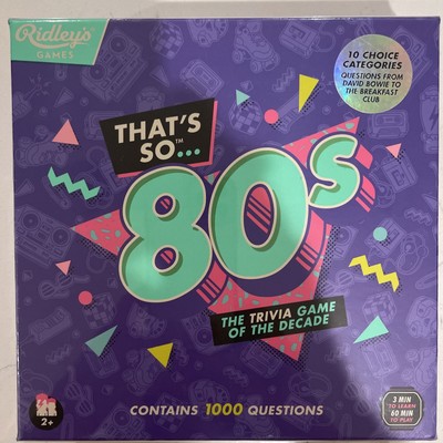 BRAND NEW ''That s So 80s'' Trivia Game Ridley's Games NWT Sealed New Box