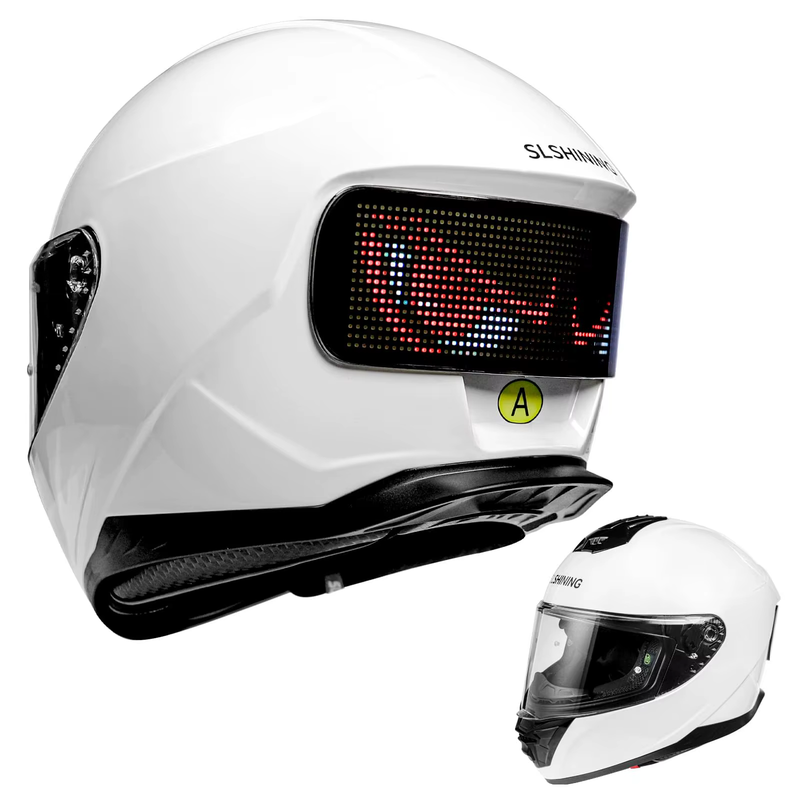 Motorcycle Helmets with LED Display, Rechargeable App Control Tail Light Helmet