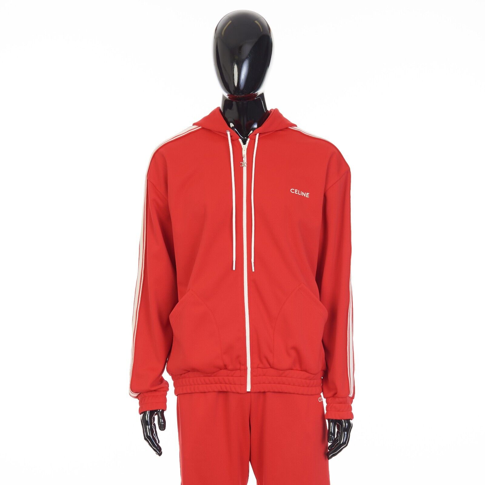CELINE 1550$ Tracksuit Jacket, - Logo Embroidery, Hood CELINE 1550$ Tracksuit Jacket, - Logo Embroidery, Hood