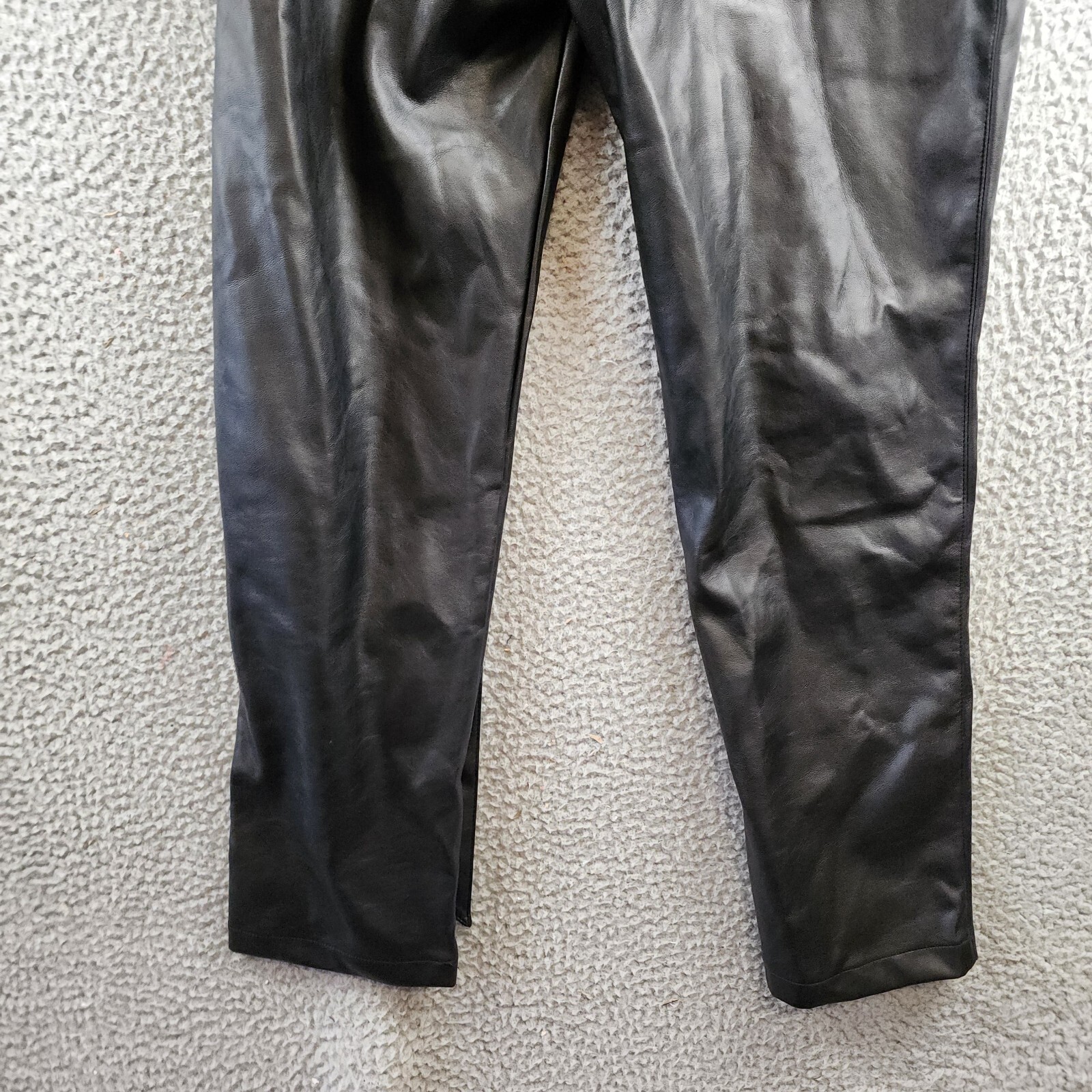 Lucy Paris Faux Leather Paperbag-Waist Pants Women's S Black Zip Fly Belt Loop - Picture 4 of 15