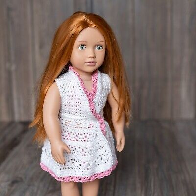 Handmade Outfit for doll 18 in like American Girl. White Cover Up and swimsuit