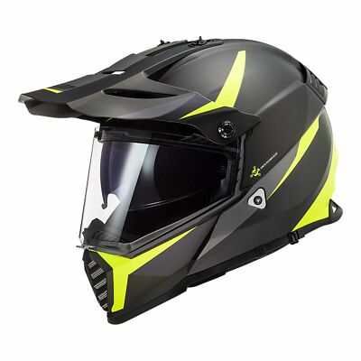 LS2 MX436 PIONEER EVO ADVENTURE MOTORCYCLE HELMET Mat Blk/Hi-Vis Yellow XX-LARGE