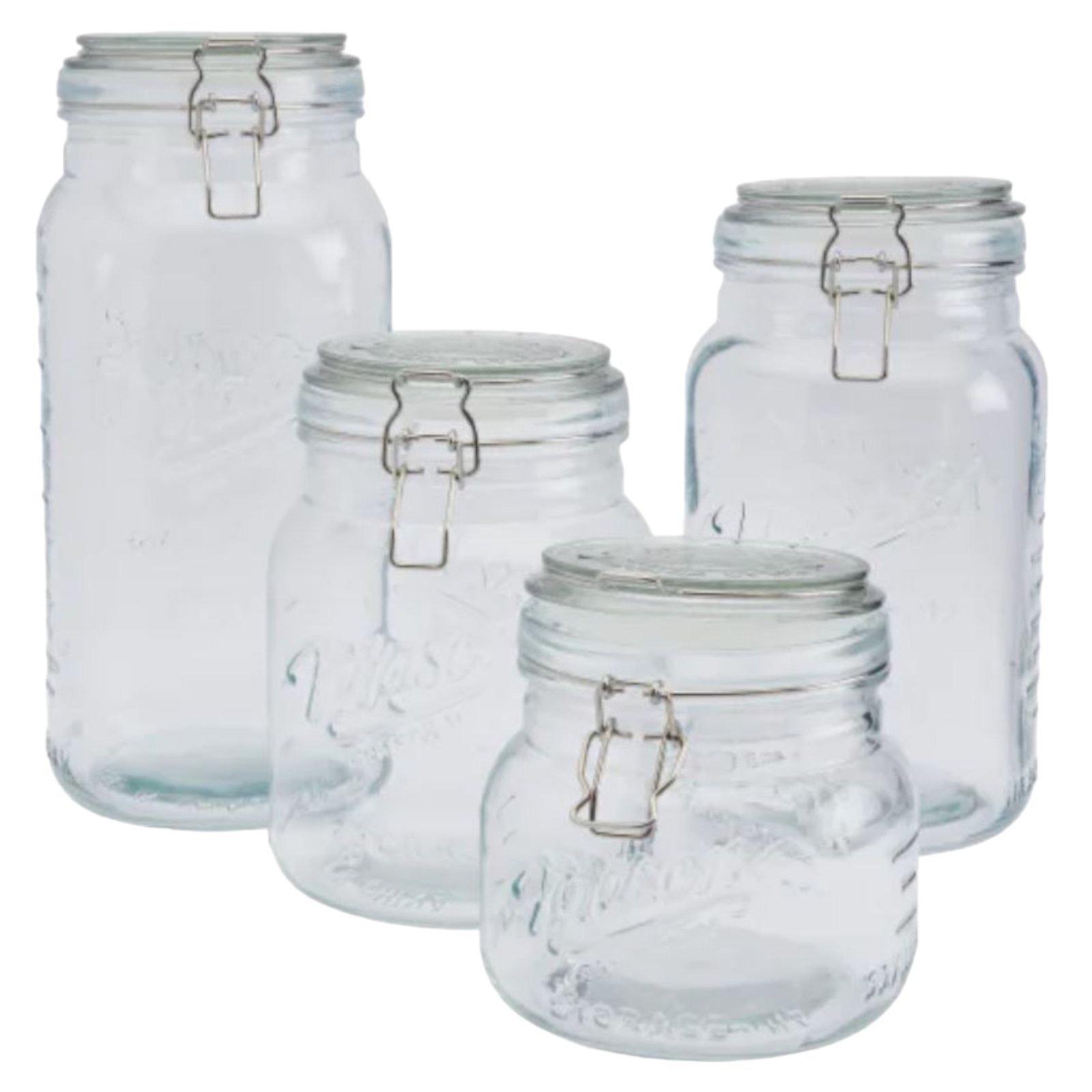 Mason Jar Kitchen Canister Set 4 Pc Jumbo Glass Jars Kitchen Storage Clamp Lid