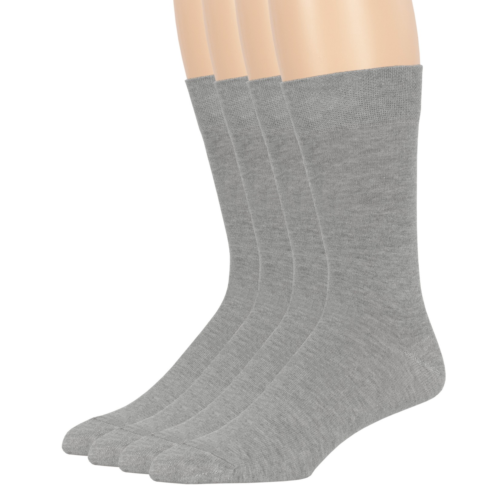 Men's Cotton 4 Pack Dress Business Solid Comfortable Crew Socks Large 10-13 Grey