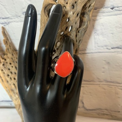Grace Adele Sorrento Coral Enamel Ring Size 7