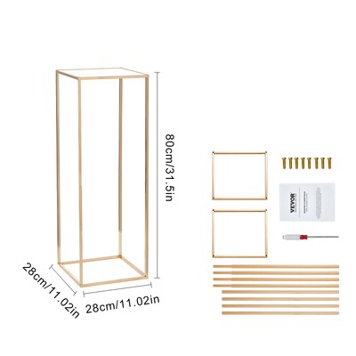 VEVOR 2PCS 31.5inch Wedding Flower Stand Metal Gold Rectangular Display Rack