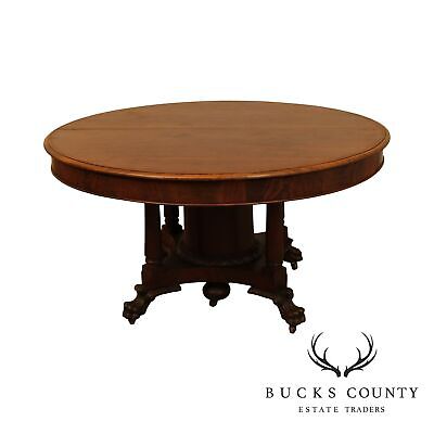 1900 1950 Antique Round Dining Table, Vintage Round Dining Table With Leaf