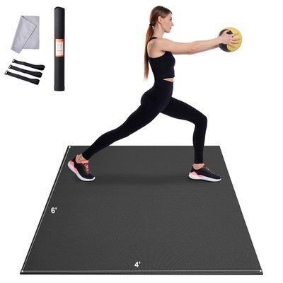 VEVOR Large Yoga Mat 6/7/8/9/10/12 ft Workout Mats for Home Gym Flooring Black