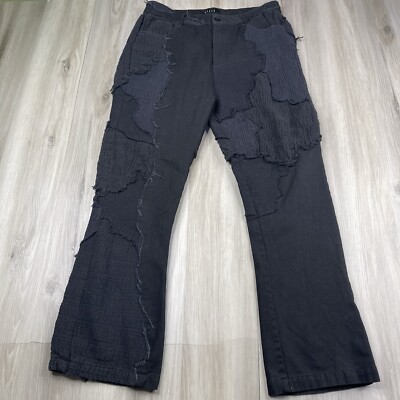 D5ove Men s Black Pants Textured Patchwork Distress Streetwear Size 30 X 29