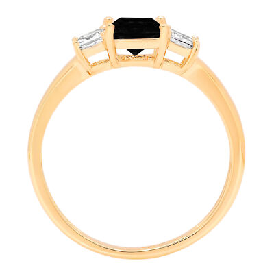 Pre-owned Pucci 0.9 Princess 3 Stone Natural Onyx Modern Statement Ring Solid 14k Yellow Gold