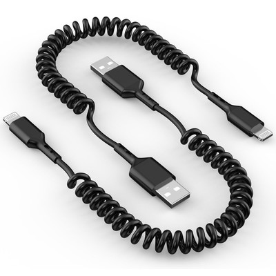 2 Pack [Apple MFi Certified] iPhone Charger Cable for Car, 6FT Coiled USB to ...