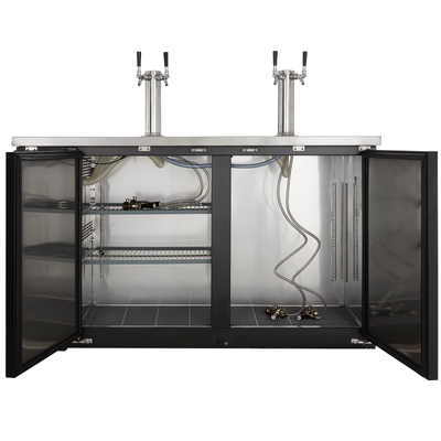 (2) Double Tap Kegerator Beer Dispenser - Black, (2) 1/2 Keg Capacity