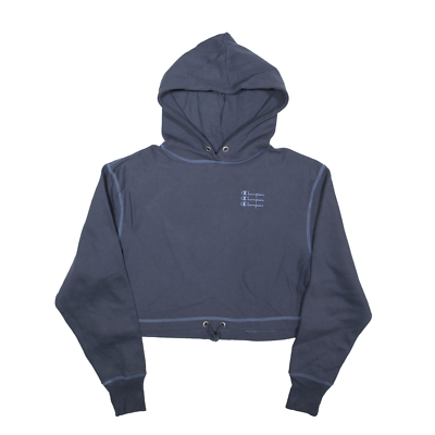 Champion reverse weave diagonal logo blue crop hoodie sales