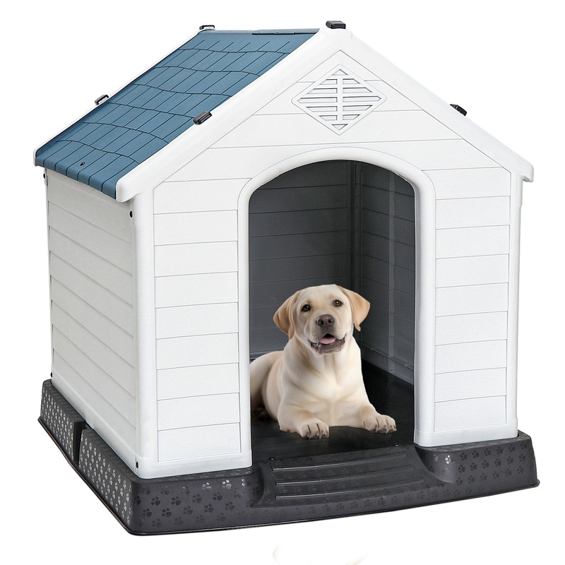 Durable Dog House Waterproof Plastic Doghouse Puppy Shelter With Elevated Floor 