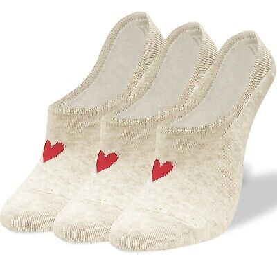 CUTIE MANGO Casual Simple Heart Novelty Cute No-show Fake Socks Oatmeal 3 Pairs
