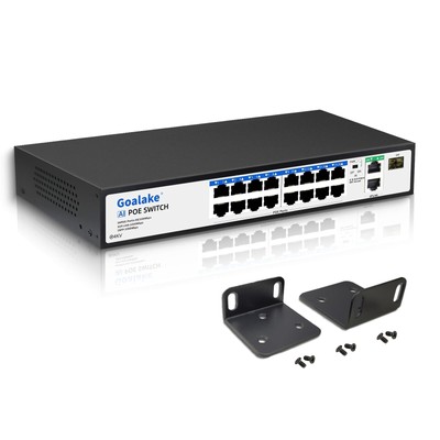 19port Ethernet Poe Switch 16 Port Poe Switch 16 Poe+ Ports 240w 2 Uplink Gigabi