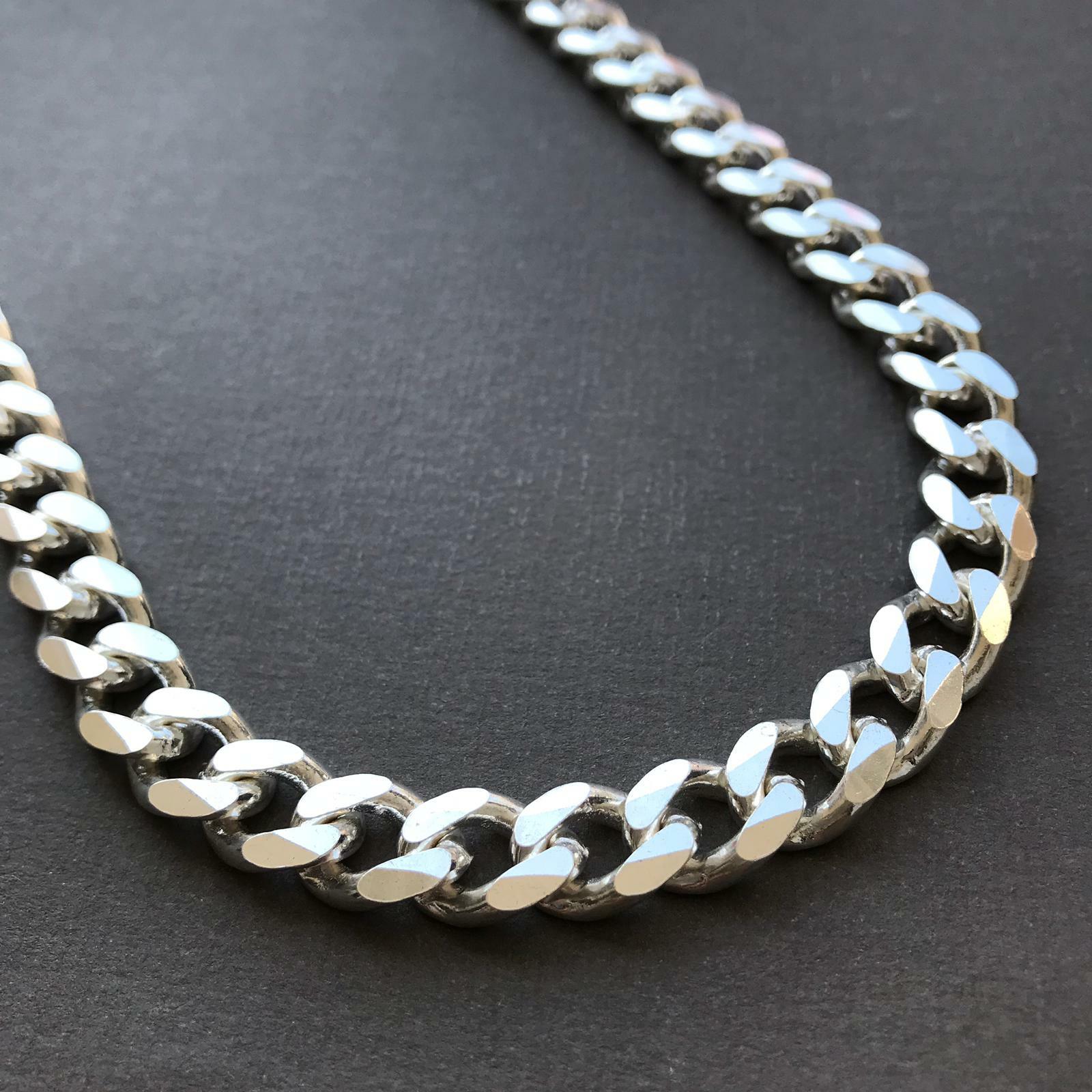 Pre-owned Handmade Mens Curb Cuban Chain Necklace Miami Hiphop 925 Sterling Silver 11mm 102gr 22"
