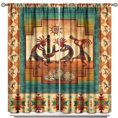 Kokopelli Blackout Curtains, Southwestern Native Window Drapes, Aztec Ethnic ...