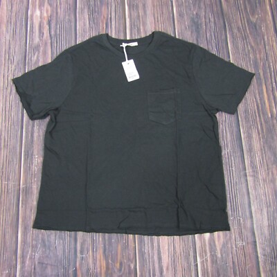 Marine Layer NEW NWT Womens Large Faded Black Boyfriend Crewneck Tee T Shirt