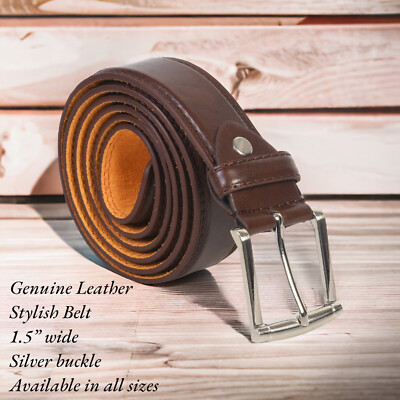 Men s Top Grain Leather Belts for Men Genuine Solid Belt Workmen 1.5inch Width