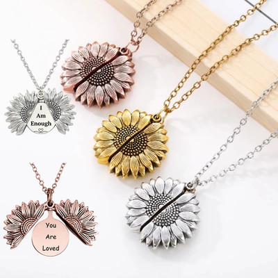 Personalised Sunflower Necklace Friendship Love Pendant Jewellery Charm Gift UK