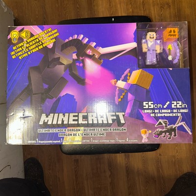 Mattel Minecraft Ultimate Ender Dragon Figure Lights Sound Battle Steve