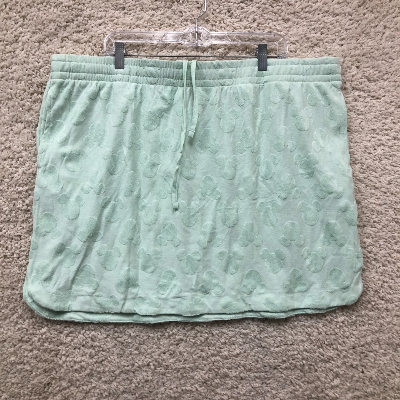Disney Mickey Mouse Skirt Extra Large Adult Green Mini Terrycloth Lounge Womens