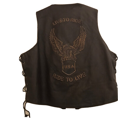Brand New X Element LIVE TO RIDE USA Dark Brown Leather Bike Vest Motorcycle 4XL