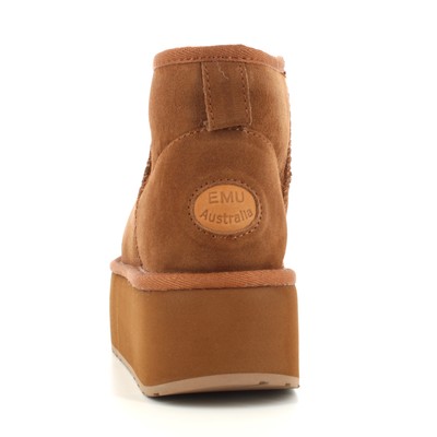 Pre-owned Emu Australia A24us Ankle Boots W13082-chestnut Chataigne Stinger Micro Flatform In Brown