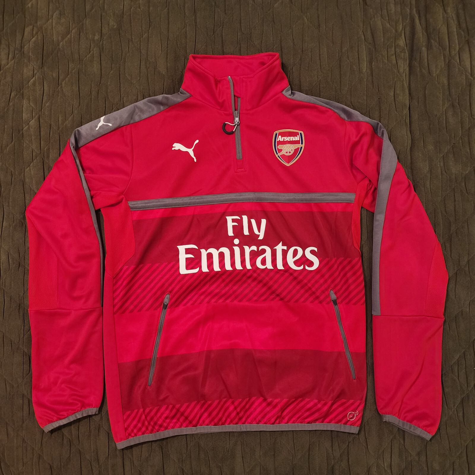 Premier League The Arsenal FC Soccer Red PUMA Quarter-Zip Premier League The Arsenal FC Soccer Red PUMA Quarter-Zip