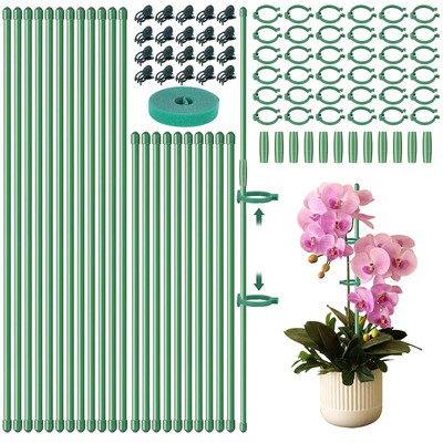 93 Pcs Plant Stakes Kit 24 Adjustable Plant Support Sticks 16inch & 12inch Ga...