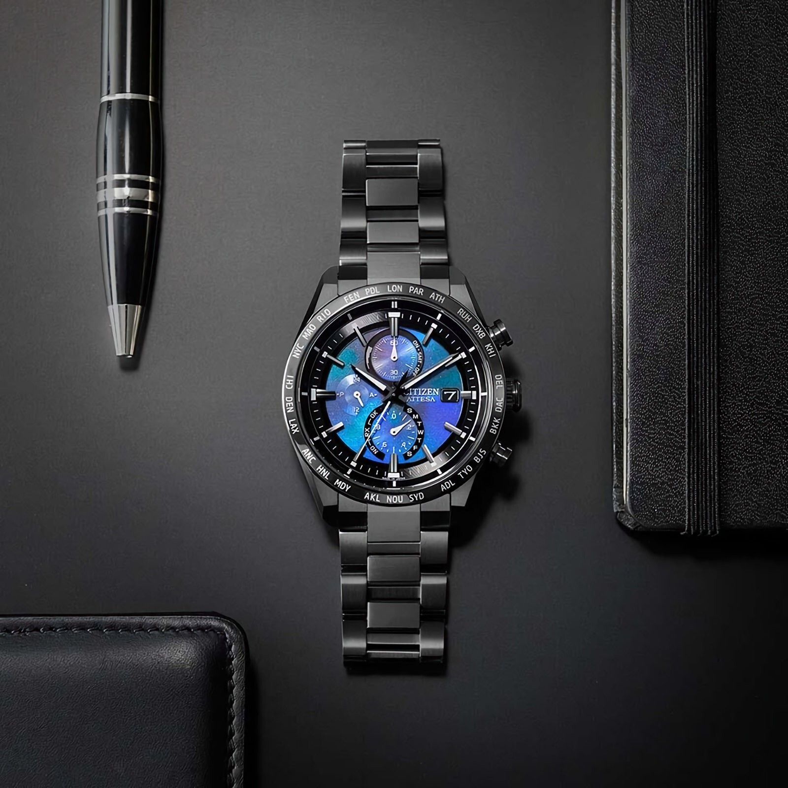Pre-owned Citizen Attesa At8285-68z Hakuto-r Purple Dial Titanium Watch Limited 2700 Pcs