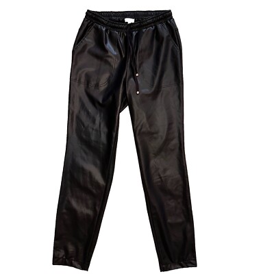 Max Studio Women's Faux Leather Drawstring Pants Worn Once Size Small Rock Sexy