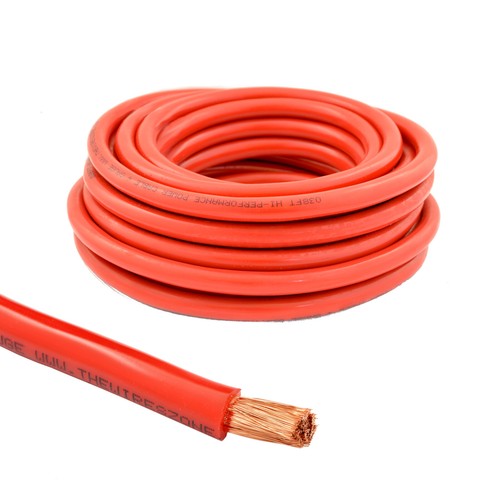 4 Gauge 25ft OFC Power Cable Oxygen Free Copper Ground Wire 4 AWG Red 25-feet