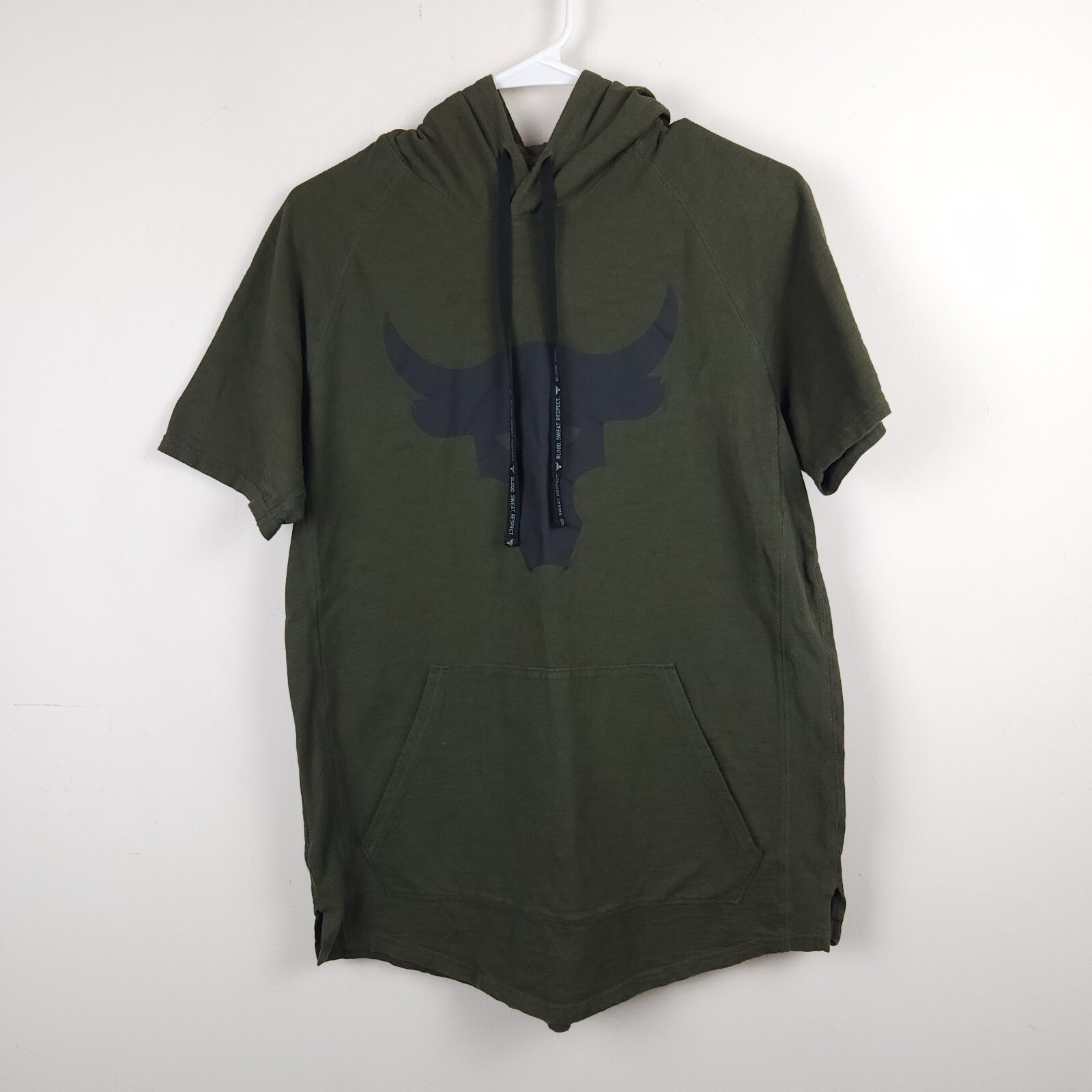 Project Rock Under Armour Hoodie Men Small Green Short Sleeve Charged  Cotton Tee | eBay