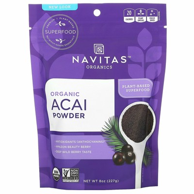 Органический порошок асаи Navitas Organics, 8 унций, 227 г B Corp, без BPA, без глютена,