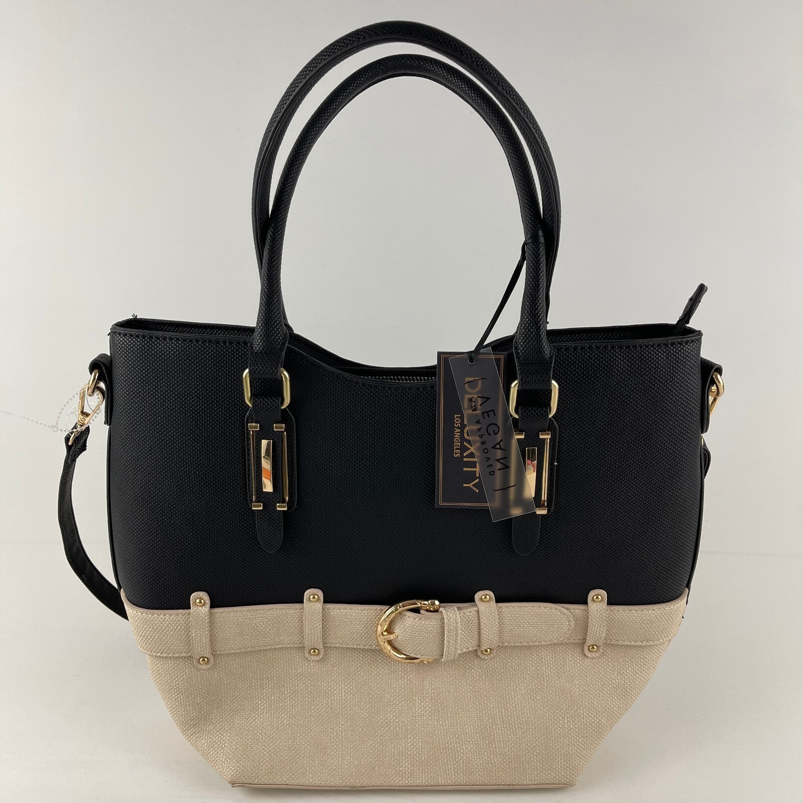 New Deluxity Los Angeles Tote Bag Two-Tone Black & Ivory