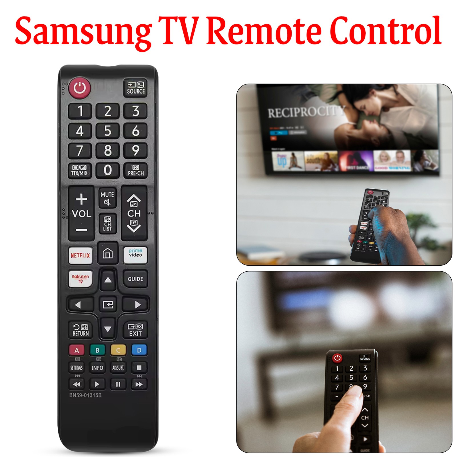 Remote Samsung BN59-01315B TV Control For QLED UHD Smart Controller HD