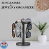 kondyfayo 360° Rotating Sunglass Organizer Storage, Stainless Steel Glasses Holder Stand, Glasses Organizer with Tray for Desk, Dresser, Tabletop, Nightstand and Home Decor(Titanium Black)