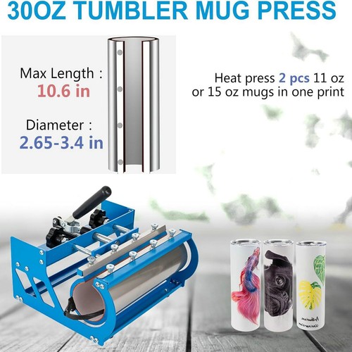 8IN1 Heat Press Machine 15"x15" + 30OZ Tumbler Sublimation T-Shirt Mug Hat Plate