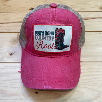 Southern Grace Down Home Country Roots patch on Coral Hat