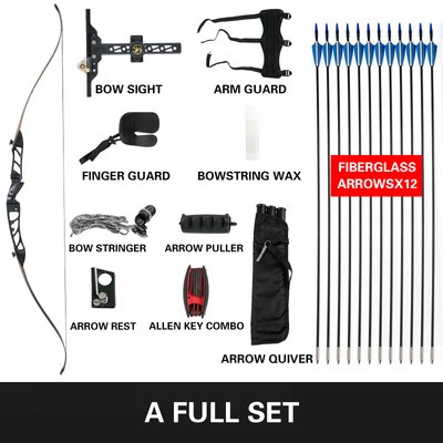 Takedown Recurve Bow Set 18LBS Archery Bow Arrow Adults Youth Shooting Practice