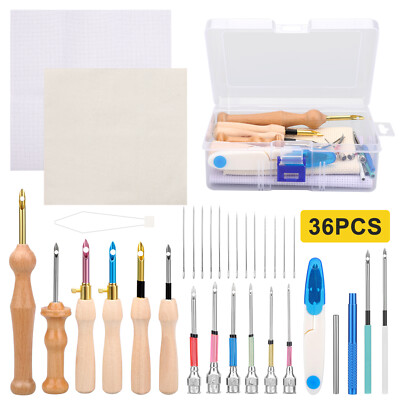 36 Pcs DIY Punch Needle Kit Embroidery Pen Cloth Cross Stitch Tool Sewing Craft