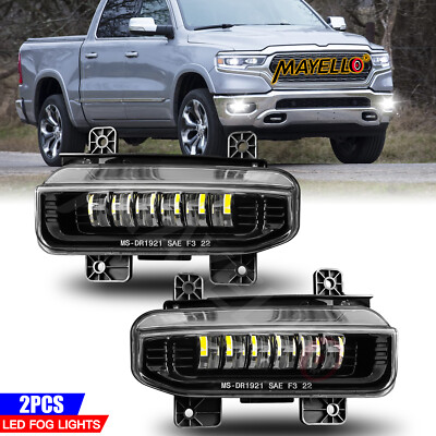 LED Fog Lights Assembly For 2019 2020 2021 2022 2023 Ram 1500 2500 3500 Pickup