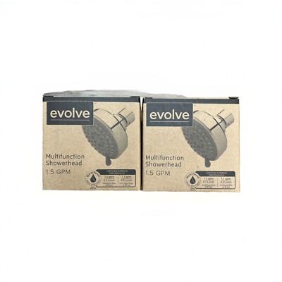 2 X Evolve ShowerHead EV3020-CP150-SB MultiFunction Water Saving 1.5 GPM Chrome