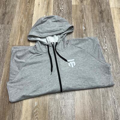 MONGOOSE Stretch Full Zip Up Gray Hooded Sweatshirt Hoodie Men's Size XL