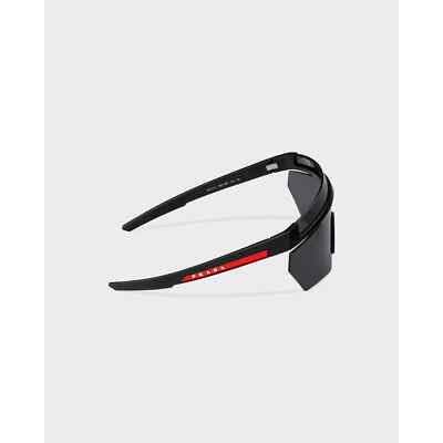 Pre-owned Prada Linea Rossa Ps 01ys 1bo06f Matte Black Dark Grey Lens Shield Sunglasses In Gray