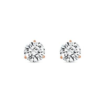 Pre-owned Shine Brite With A Diamond 3.50 Ct Round Cut Earrings Studs Solid Real 14k Rose Gold Screw Back Martini In White/colorless