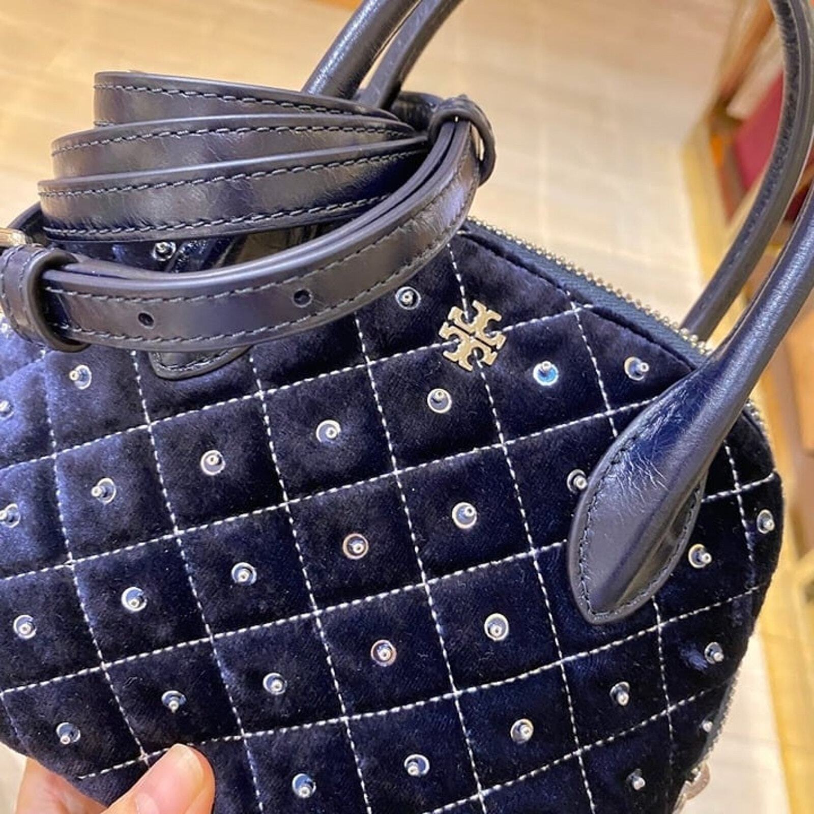 ショルダーバッグ・ポシェット Tory Burch Emerson Embellished Mini Dome Satchel 159524 Tory Burch Womens Emerson Dome Satchel Crossbody Bag (Moose
